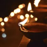 Free lit Diwali candle image